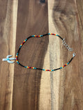 BEADED CHOKER WITH SILVER & TURQUOISE CACTUS CHARM