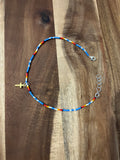 BEADED CHOKER WITH GOLD CROSS CHARM