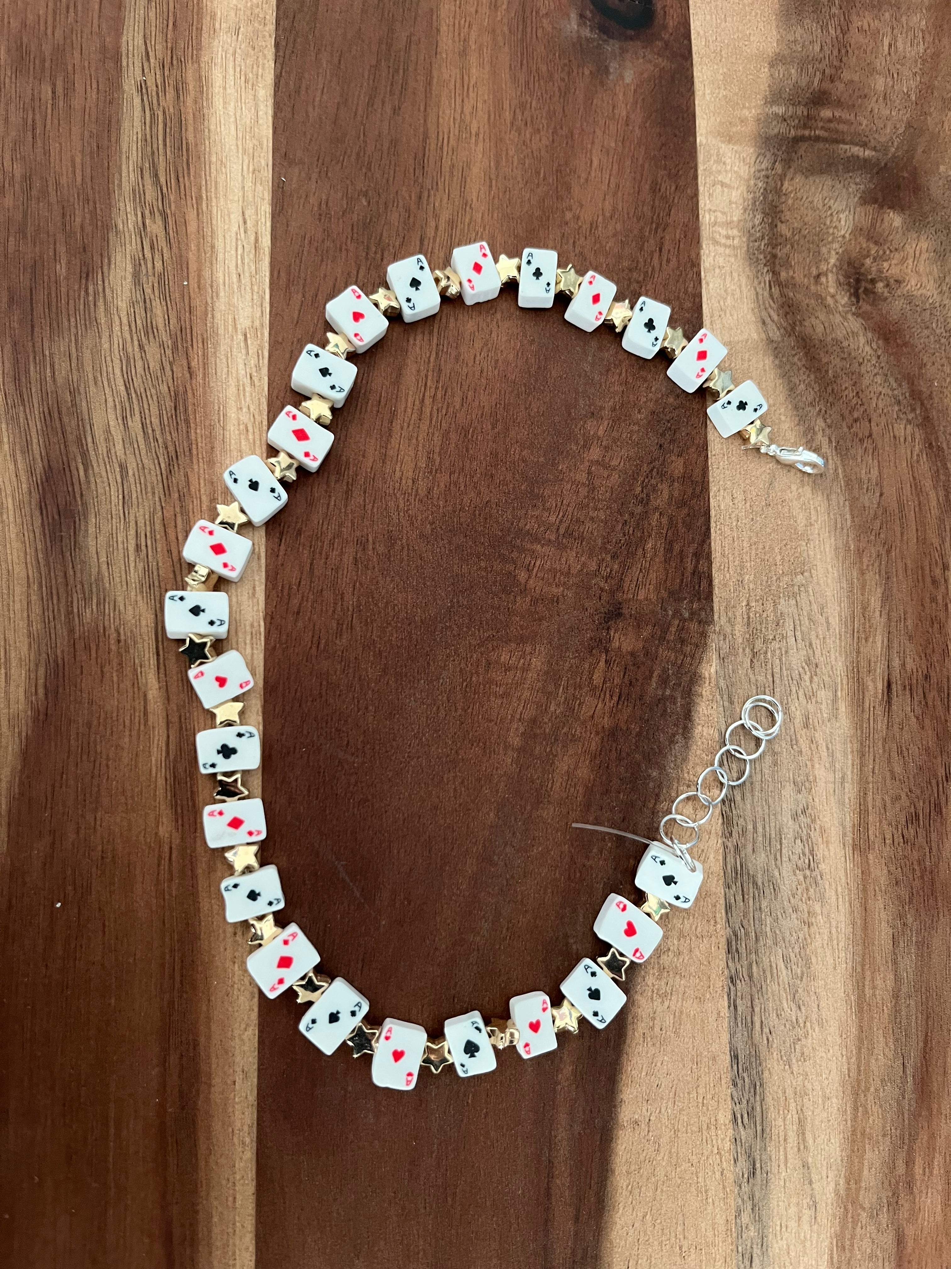 CARD DECK AND GOLD STAR BEAD CHOKER