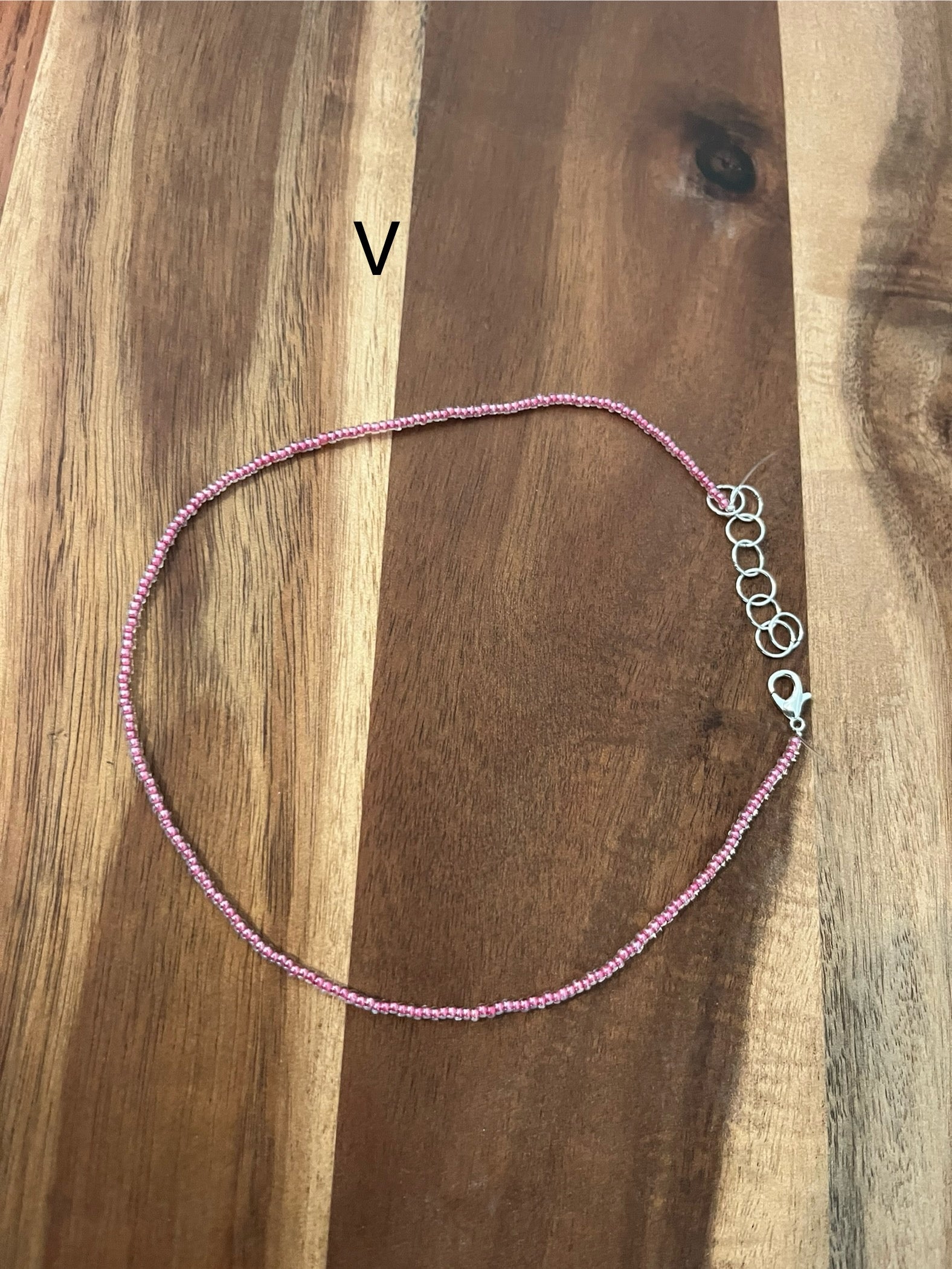 SOLID CLEAR DARK PINK BEADED CHOKER
