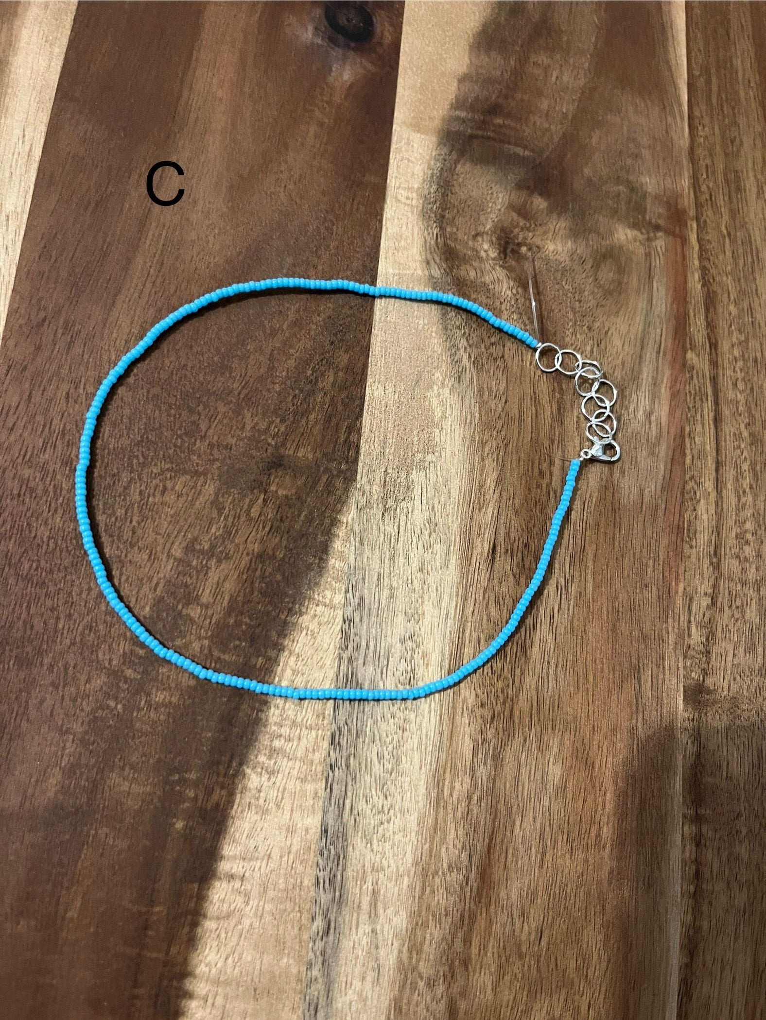 SOLID LIGHT BLUE BEADED CHOKER