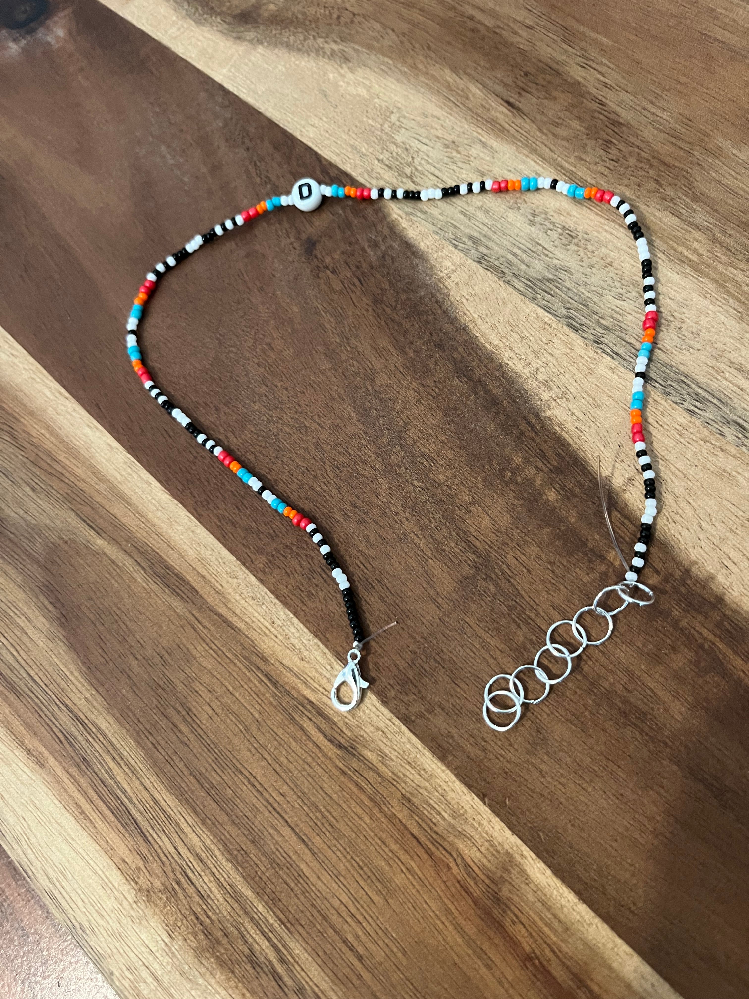 BEADED CHOKER WITH LETTER BEAD INITIAL