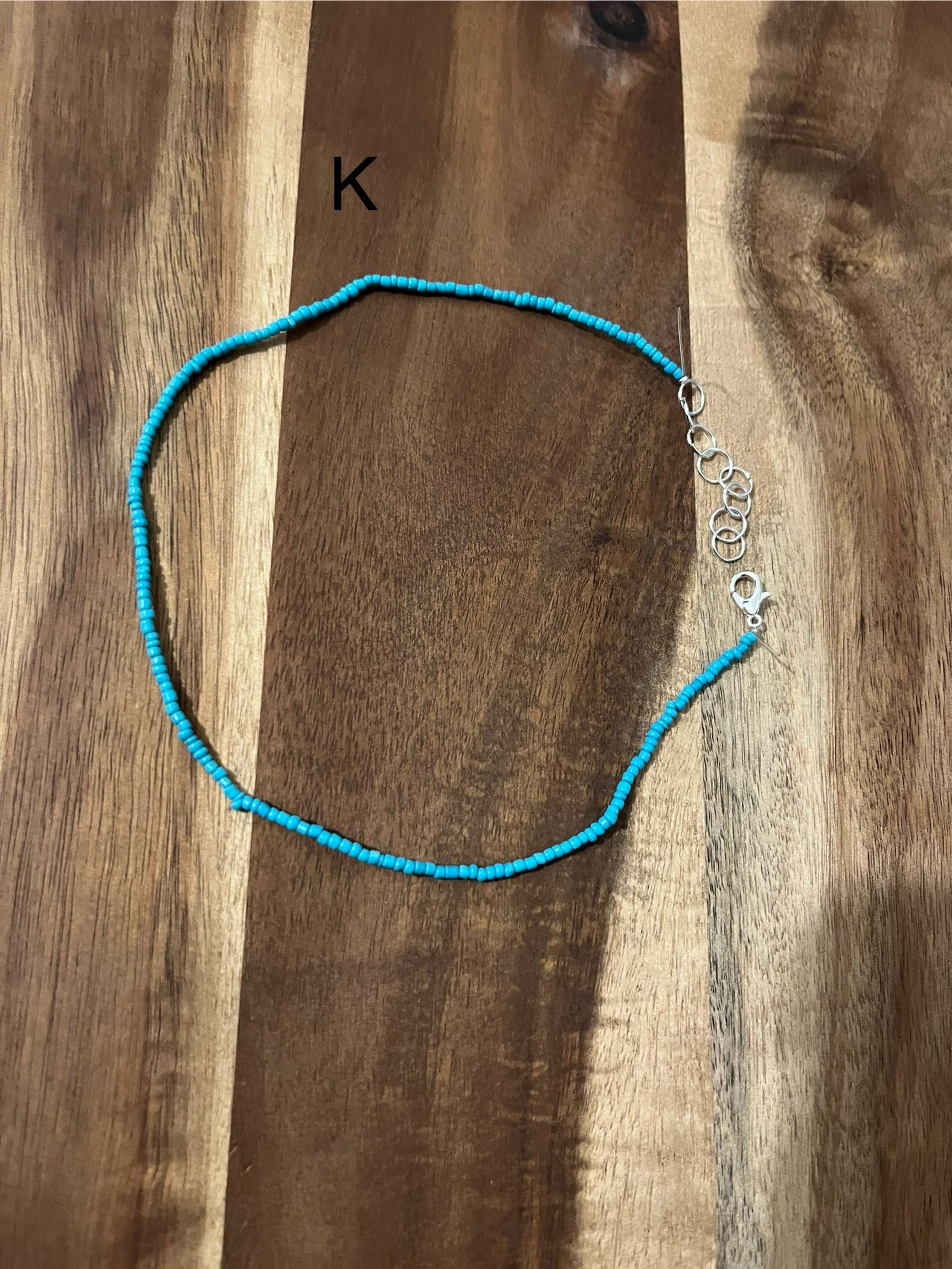 SOLID TEAL BEADED CHOKER