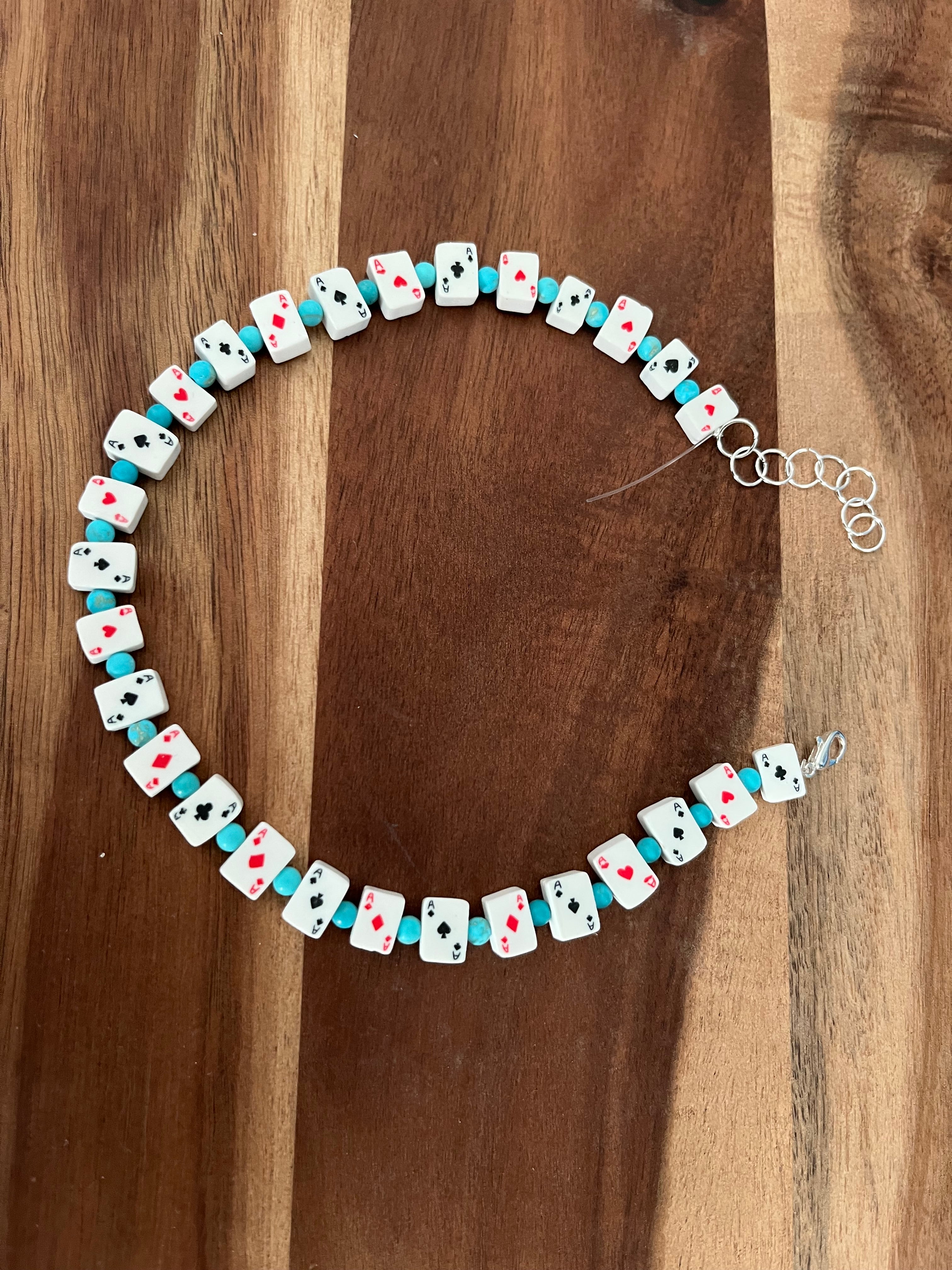 CARD DECK AND SMALL TURQUOISE BEAD CHOKER