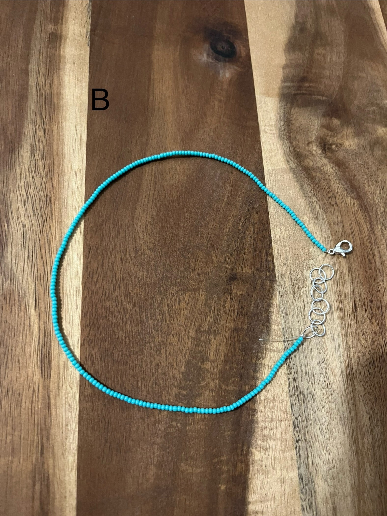SOLID TEAL BEADED CHOKER