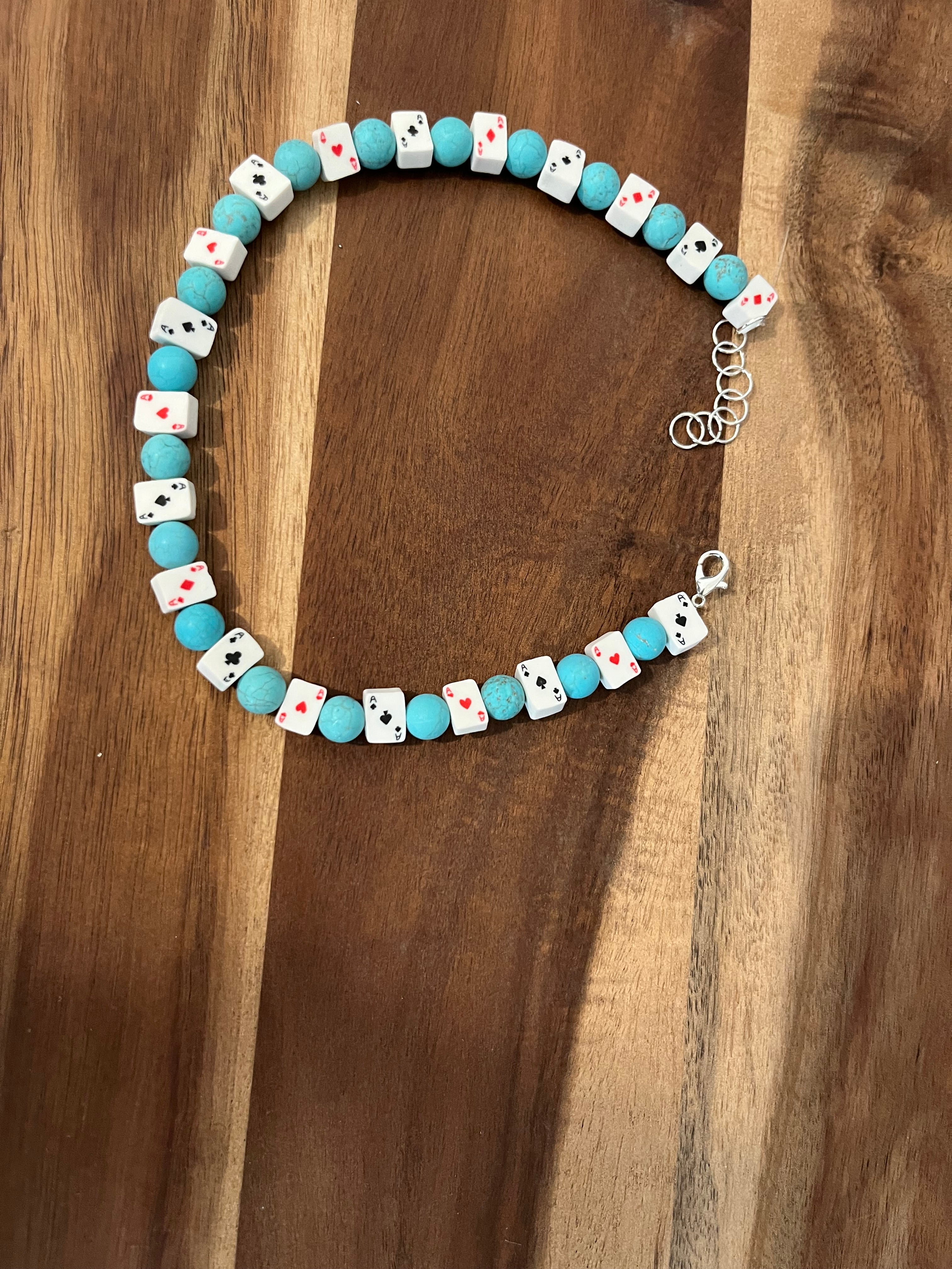CARD DECK AND LARGE TURQUOISE BEAD CHOKER