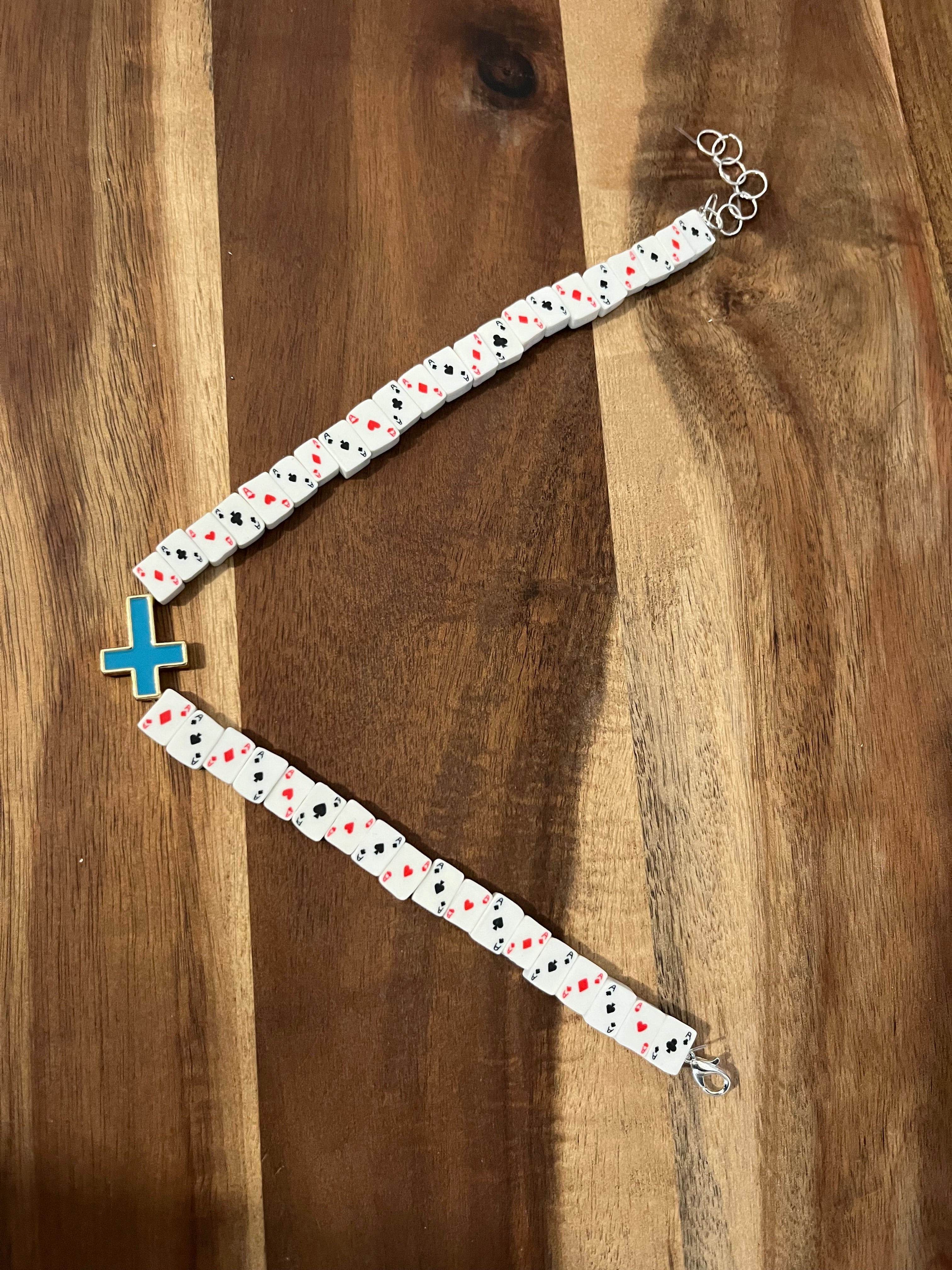 CARD DECK & GOLD & TURQUOISE CROSS CHOKER