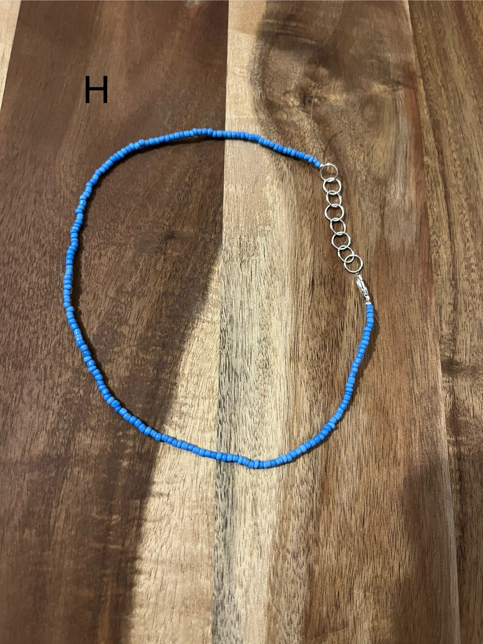 SOLID SKY BLUE BEADED CHOKER