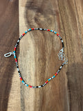 BEADED CHOKER WITH SILVER CHARM INITIAL