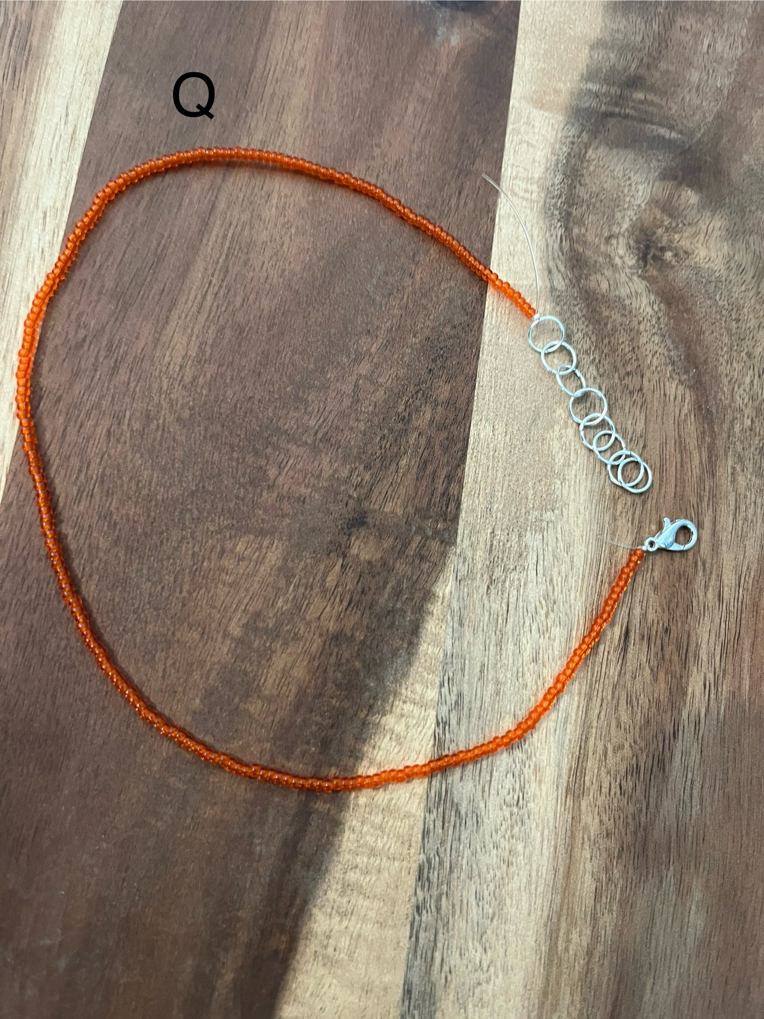 SOLID CLEAR ORANGE BEADED CHOKER