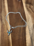 SILVER & TURQUOISE CACTUS CHARM NECKLACE
